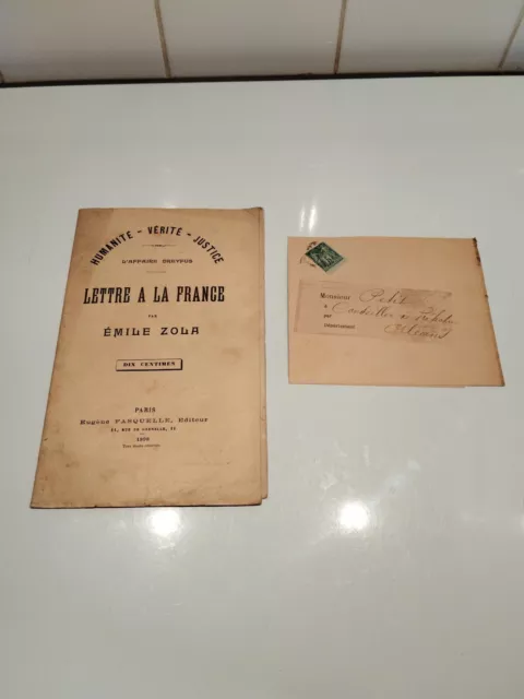 Lettre À La France/Affaire Dreyfus Emile Zola 1989 Ed. Eugène Fasquelle 15 Pages