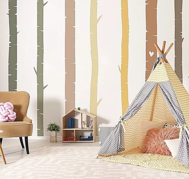 Colorful Birch Tree Wall Rainbow Wall Decals, Stickers, Wall Art Decoration 474