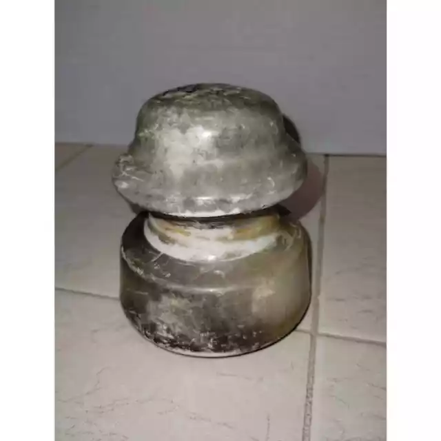 Porcelain Vintage Mushroom Cap V Screw Insulator 3 1/2"