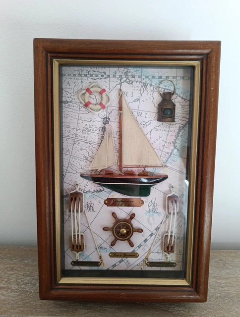 Tableau Encadré Brook Pace - Voilier Sur Mer - Style Art Déco - Bois Doré