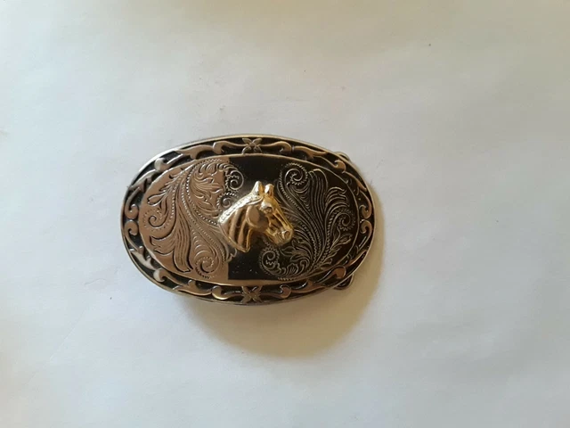 Horse Head Belt Buckle Chrome And Brass Western Fashion Accessories