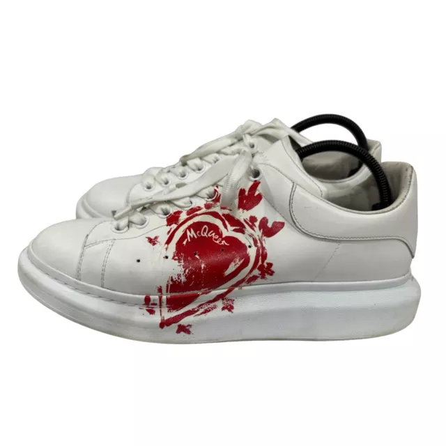 Alexander McQueen Men's Folklore Oversized Heart Print Low Top Leather Platform