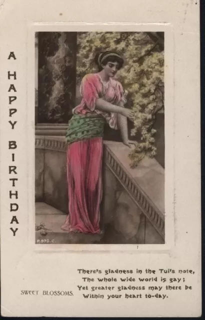 NZ POST CARD " A HAPPY BIRTHDAY " WITH 1900 1/2d GREEN Mt COOK STAMP USED