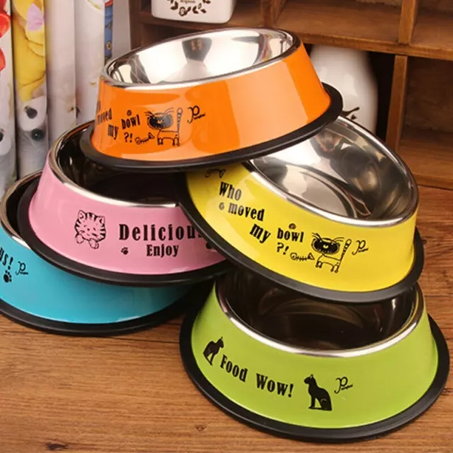 Stainless Steel Dog Bowl Pet Dog Cat Food Dish Feeder Outdoor Drinking Feeding 2