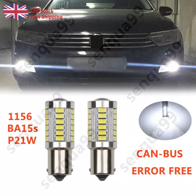 2x VW Passat B7 2010-2014 DRL LED Xenon White Light Bulbs 1156 P21W 16w cob QX01