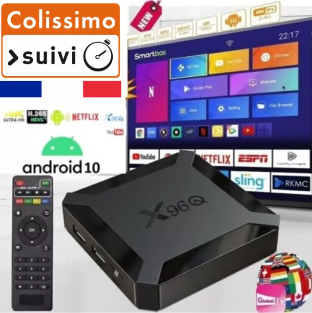 X96Q 2GB 16GB Android 10.0/Boîte TV 4K IP&TV Quad-Core WiFi,4K HD,H.265