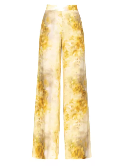 Pantalone Pinko donna 100757A1K9 Puntuale giallo fantasia fiore sfumato palazzo