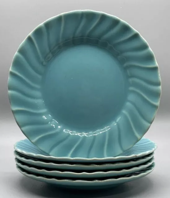 EIGHT Franciscan Coronado Swirl TURQUOISE 6.25" Plates Aqua Blue