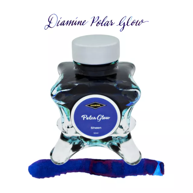 Diamine Inkvent Blue Edition Sheen Bottled Ink in Polar Glow - 50 mL NEW