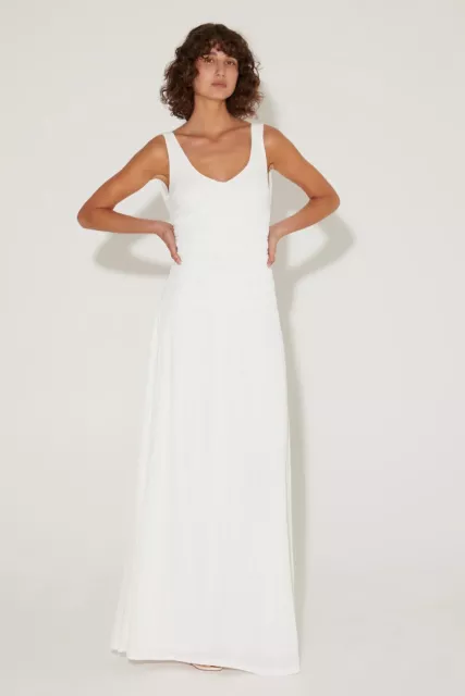 Hansel & Gretel Fresca ruched white maxi dress size M NWT