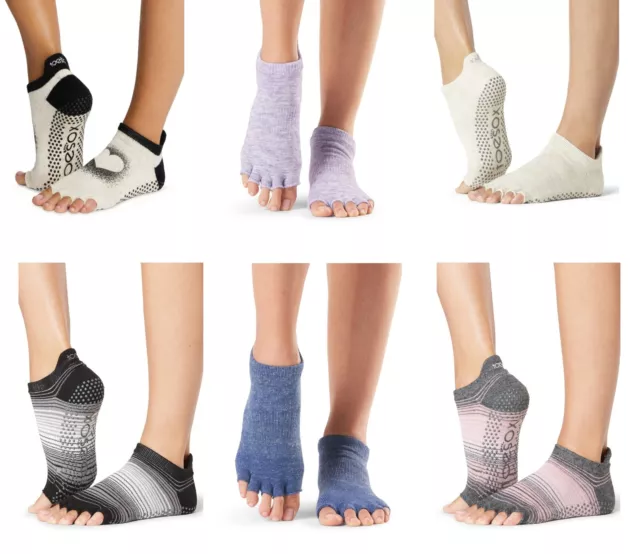 ToeSox Ladies Half Toe Organic Cotton Low Rise Yoga Socks Many Colours - 2 Sizes