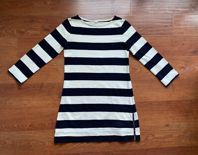 J Crew Women's Size S Blue White Striped Dress 2 Zipper Side Slits