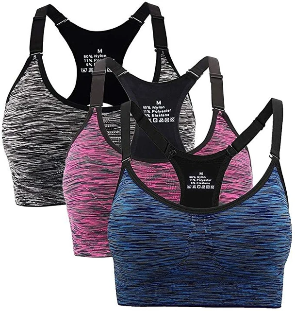 3PCS Seamless Sport BH Push Up Racerback Yoga Fitness Bustier Top ohne Bügel Neu
