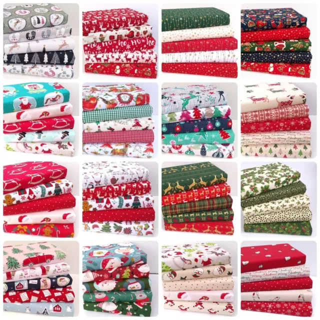 CHRISTMAS FABRIC PATCHWORK QUILTING CRAFTS SCRAPS SQUARES BUNDLE