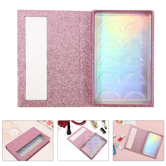 False Eyelash Organizer Empty Glitter Case Round Tray Cover Fake Eyelashes