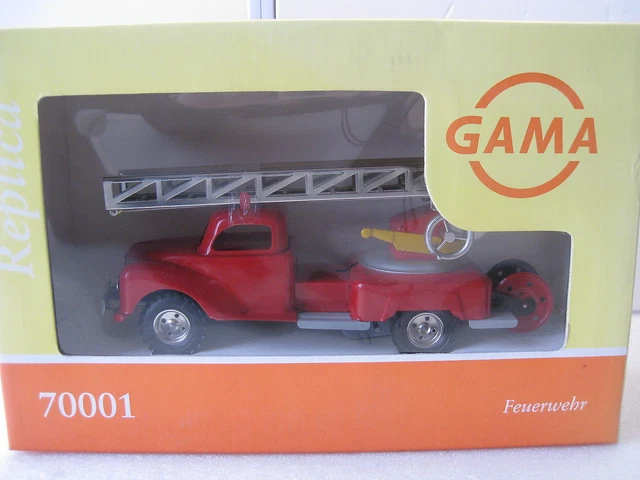 Jouet Ancien Tin Toy Gama – Camion De Pompiers Grande échelle – Réplique Années 1950