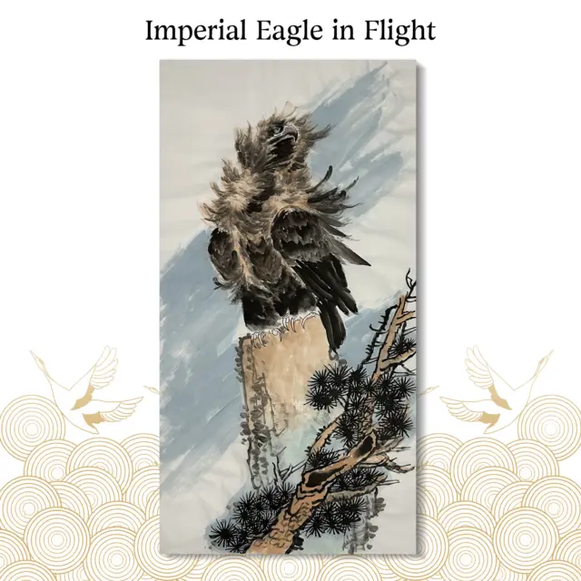 Original Hand-Painted Chinese Ink of a Majestic Eagle,Traditional Asian Bird Art