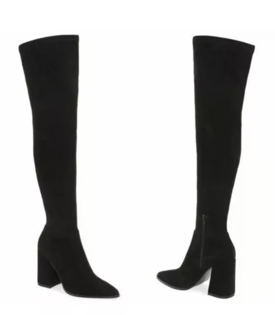 Steve Madden Tava Over The Knee Boots Black Micro Suede Sz 6~ NWOB