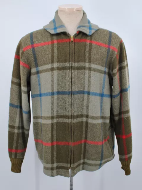 VTG Men's 1950s Woolrich Green Plaid Wool Jacket Sz M 50s