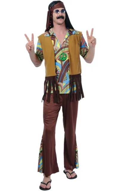 Costume Carnevale Uomo Da Hippie Vestito Abito Di Halloween Travestimento Adulto