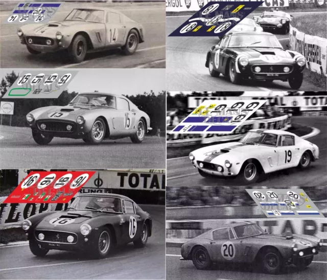 Decals Ferrari 250 GT SWB Le Mans 1961 1:32 1:24 1:43 1:18 slot calcas