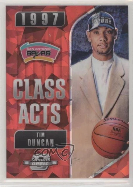2018-19 Panini Contenders Optic Class Acts Prizms Red Cracked Ice Tim Duncan HOF