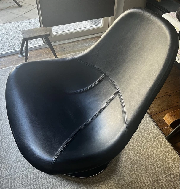 IKEA BLACK LEATHER Tirup Swivel Chair designed by Carl Ojerstam ...