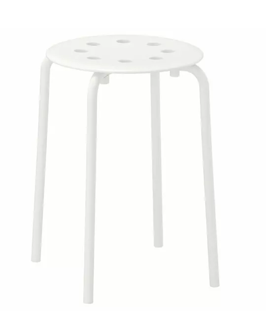 Ikea MARIUS Stool Multi Purpose Kitchen Breakfast Bathroom Strong Stack WHITE