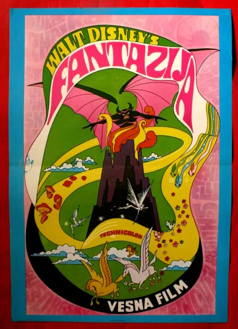 Fantasia 1970 Walt Disney Animation Cartoon Unique Exyu Movie Poster