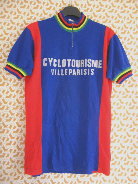 Maillot cycliste Acrylique AS Meucon Vintage Banque de Bretagne Pop 70'S - M