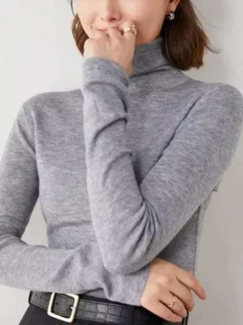 women Autumn cashmere sweater women's pullover ultra-thin pile neck sweater