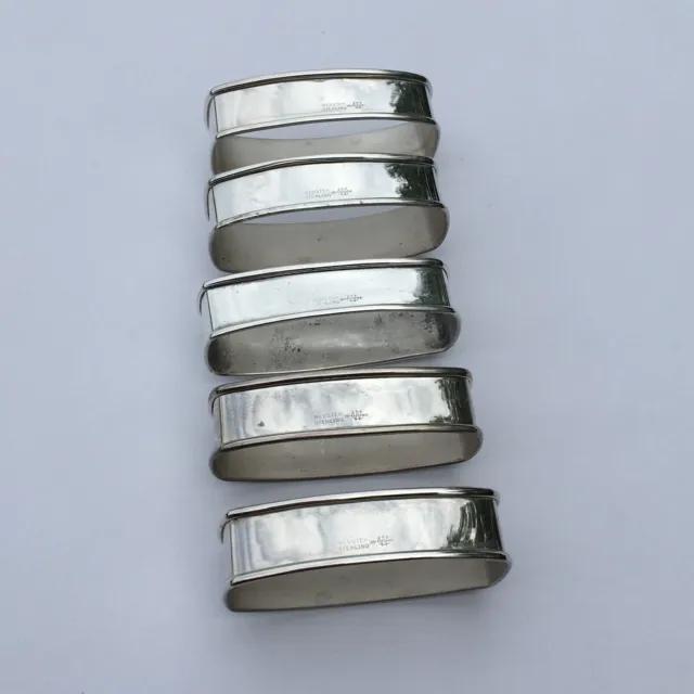 Lot of 5 Vintage Webster Sterling Silver Rectangular Napkin Ring - No Monogram