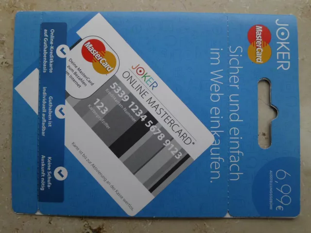2x JOKER ONLINE MASTERCARD * carta di credito prepagata * acquistata al netto.