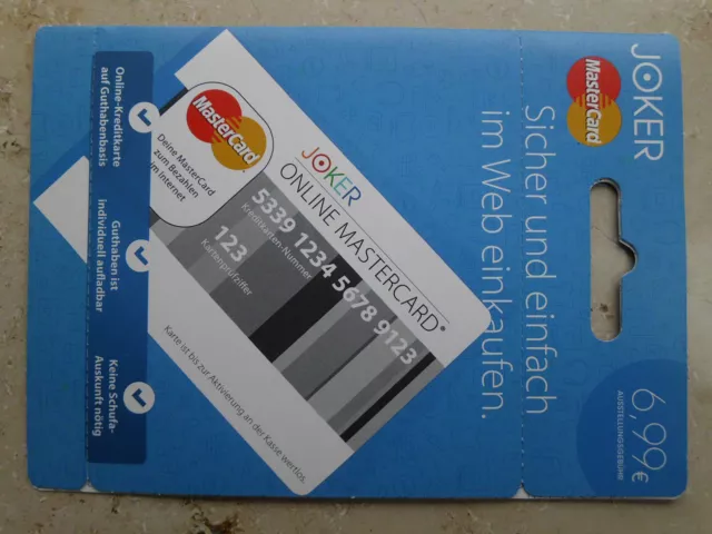JOKER ONLINE MASTERCARD * Carta di credito prepagata * Acquistata in una filiale netta 