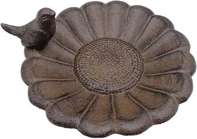 Comfy Hour Spring Is Here Collection 7" Cast Iron Birdfeeder Birdbath Outdoor