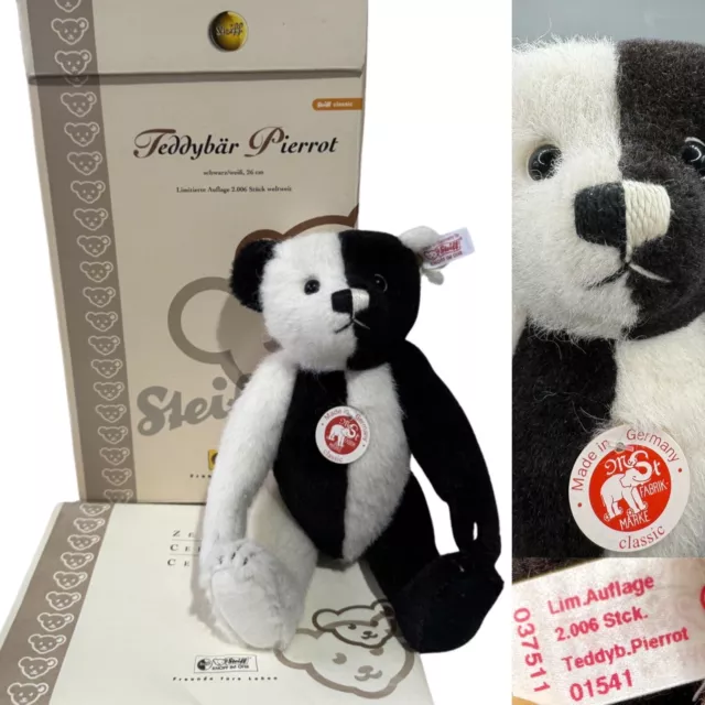 Beautiful STEIFF Pierrot Alpaca Two-Tone Bear  - 037511 - 26cm - Box & Cert