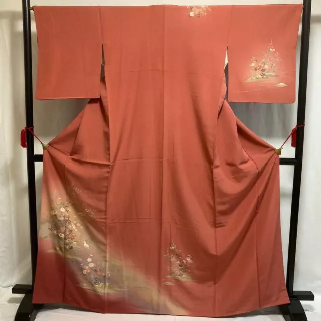 8803# kimono japonés Vintage bata de seda pura tradicional dibujado a mano...