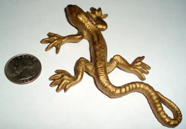 Rare Antique Solid Brass Bronze Lizard Sculpture Figurine Reptile Dinosaur
