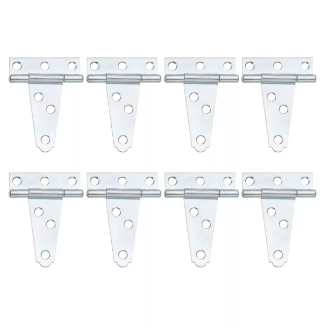 8Pcs T-Strap Door Hinges, 2" Wrought Tee Shed Gate Hinges Iron (White Zinc)