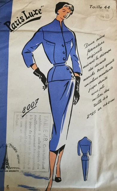 Patron Vintage PARIS LUXE Pour Manteau Femme Taille 44 - Ancien Et Scellé