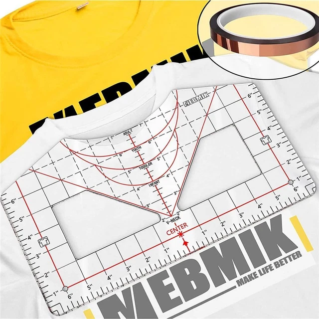 Regla de guía de diseño central regla de costura reglas de vinilo alineación de camiseta