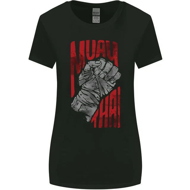 Maglietta Muay Thai Fighter Fist MMA Arti Marziali Donna Taglio Più Largo