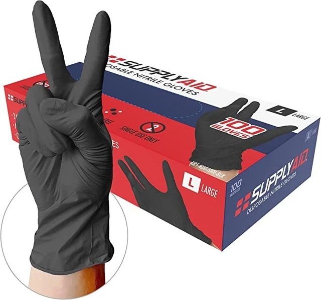 Guantes desechables de vinilo + nitrilo SupplyAID 3 mil, 100 unidades, no estériles, grandes Guantes desechables de vinilo + nitrilo SupplyAID 3 mil, 100 unidades, no estériles, grandes