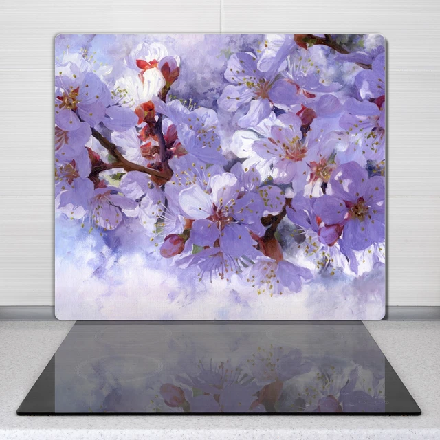 Cuisine planche à découper en verre Peinture de cuisine Branches Fleurs 60x52 cm