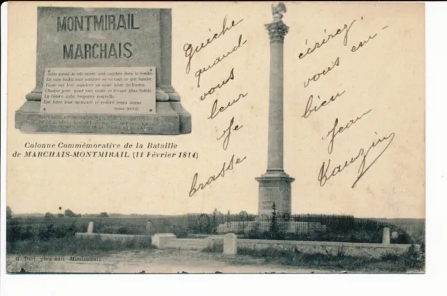 CPA Commemorative Column of the Battle of MARCHIS MONTMIRAIL (51) 11 Feb.