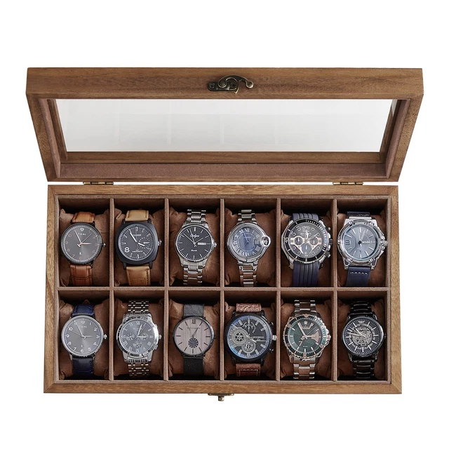 Scatola Per Orologi Da 6 Pezzi In Pelle PU - Portaoggetti Elegante Con Cuscini In Velluto | Organizer Da Tavolo 30x11x8 Cm