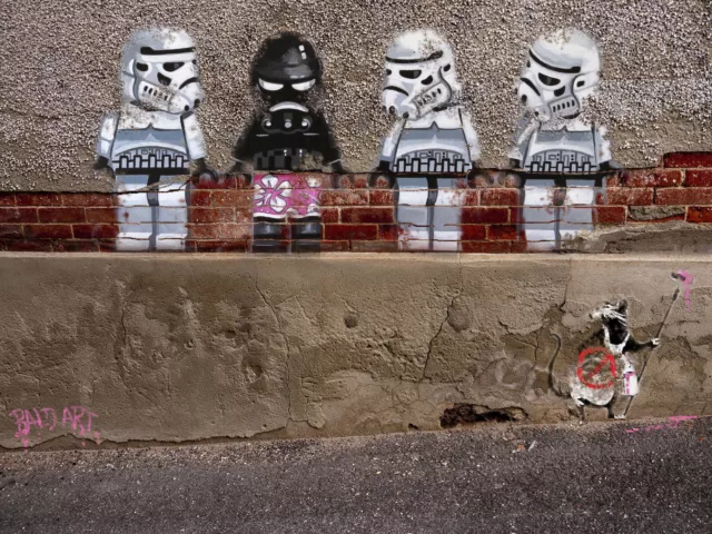 street art print  star wars storm trooper  70cm x 50cm street legos  retro