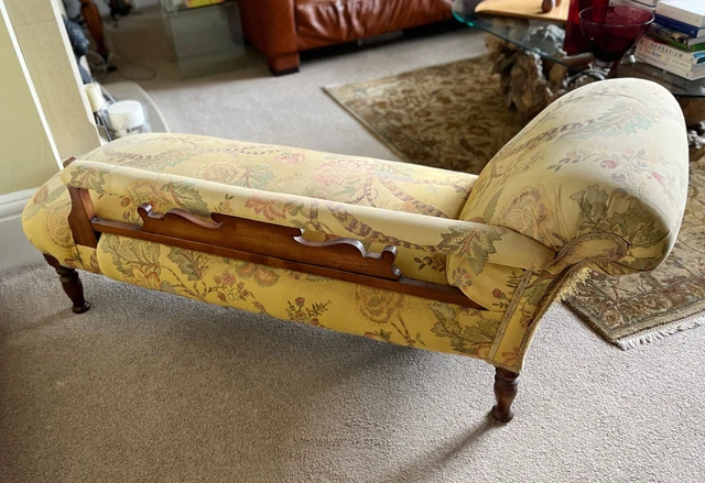ANTIQUE CHAISE LONGUE Hardwood Carved Frame & Legs with Bolster Victorian 3