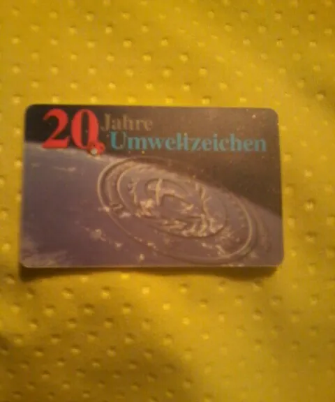 Telefonkarte Telekom, 12 DM, PD 8 98, 20 Jahre Umwelt Zeichen Blauer Engel