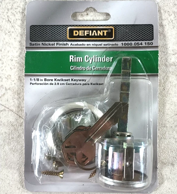 Key Lock Defiant Rim Cylinder Satin Nickel Finish